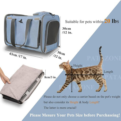 Cats Carrier Soft Small Dog Carriers for Small Dogs Blue Softsided Pet Carrier Airline Approved,Large Pocket,Breathable,Privacy Protection Pets Bag Travel Outdoor Kitties/Pups Bed