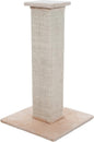 Cat Scratching Post with Carpeted Base - 27.75-Inch Sisal Burlap Fabric Scratcher - Furniture Scratching Deterrent for Indoor Cats by PETMAKER (Beige)