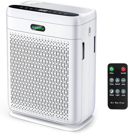 Air Purifiers for Home Large Room with Remote, Up to 3000 Sq Ft, H13 Hepa Double-Sided Air Filter Purifier with PM 2.5 Display Air Quality Sensor, Pet Air Purifier for Pets Hair, Pollen, Dander, Smoke