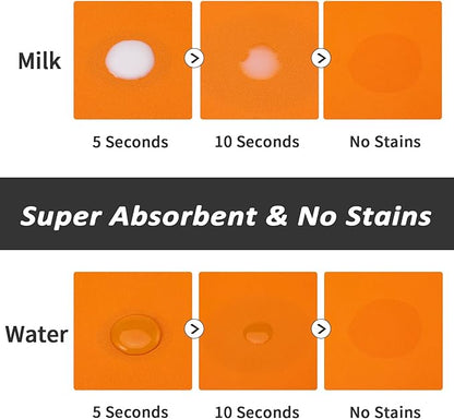 Dog Food Mat - Absorbent Cat Mat for Food and Water, No Stains Pet Feeding Bowl Mat, Easy to Clean Pet Placemats, Quick Dry Dog Water Dispenser Mat for Messy Drinkers | Paw Orange 18"x34"