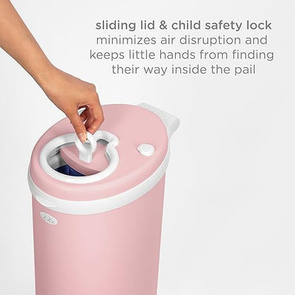 Ubbi Stainless Steel Diaper Pail, Odor Locking, No Special Bag Required, Award-Winning, Registry Must-Have, Fig Blossom