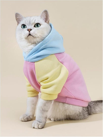 QWINEE Basic Dog Hoodie Sweatshirt Puppy Sweater Warm Cat Costumes Pet Clothes for Chihuahua Puppy Kitten Small Medium Dogs Pink Small