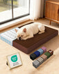 OhGeni Orthopedic Waterproof Top Surface & Machine Washable Dog Bed for Small Medium Pets, Suitable for Crates, Cat Mat with 25D Egg Crate Foam, Removable Cover, 30 Inches(Brown)