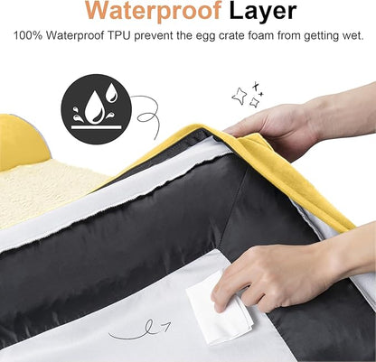 Small Dog Bed Orthopedic Washable: Beds Bolster Small Sized Dogs Bed Egg Crate Foam Couch Sofa Waterproof with Removable Cover - Ginger