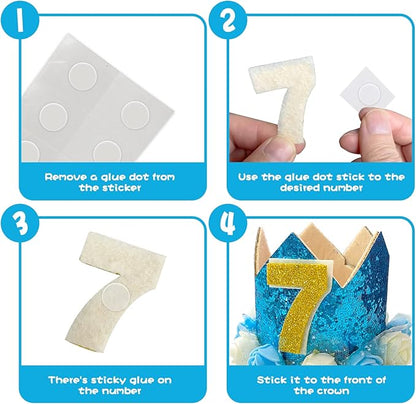 Pet Crown Hat Dog Birthday Reusable Birthday Party Crown for Boy Cat Doggie Headband Hats with 0-9 Figures Charms Pet Gift Grooming Accessories with Glue Dots Pack of 1(Blue)
