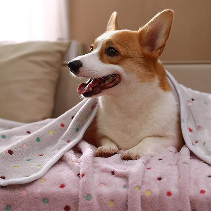 Luciphia 1 Pack 3 Blankets Super Soft Cute Dot Pattern Pet Blanket Flannel Throw for Dog Puppy Cat Large(41x31), Brown