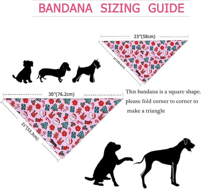 ARING PET Christmas Dog Bandanas, Pink Santa Claus Reindeer Gingerbread Man Christmas Tree Holiday Pet Bandana Scarf Triangle Bibs for Puppy Small Medium Large Boy Girl Dogs Cats-L