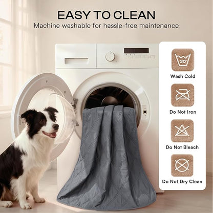 Luciphia 100% Waterproof Couch Cover Blanket for Dogs Anti-Slip Pet Couch Protector Sofa Mat Puppy Cat Blanket with Non-Slip Bottom, Grey, 82x120 Inch