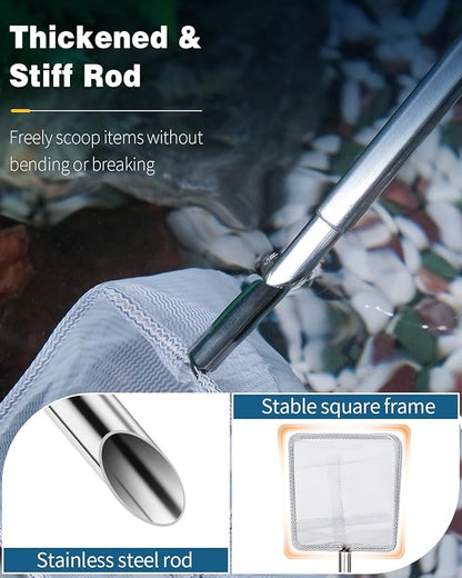 Pawfly 2 Inch Aquarium Shrimp Net with Extendable Stainless Steel Handle, Tiny Fish Tank Net for Shrimp Baby Fish or Food Residue Debris, Soft Round Fine Mesh