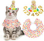 SCENEREAL Cat Birthday Hat & Scarf Costume Set, Pet Birthday Party Supplies - Kitten Bandana Bib Holiday Outfit Decorations Accessories for Big Cats Puppy Small Dogs Pet Animals