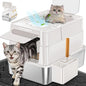 URPOWER Stainless Steel Cat Litter Box with Lid Extra Large Enclosed Litter Box for Cats Non-Sticky Metal Pan with High Sided Enclosure & Scoop, Front & Top Entry, Anti-Leakage, Easy Cleaning