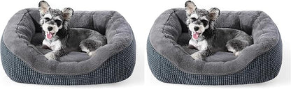 INVENHO Small Dog Bed for Small Dogs, Cat Beds for Indoor Cats Washable, Orthopedic Dog Bed, Warming Soft Calming Sleeping Puppy Bed Durable Pet Bed with Anti-Slip Bottom S(20"x19"x6") (Pack of 2)
