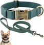Dog Collar and Leash Set,Leather Silicone Waterproof Odor-Proof Dog Collar and Leash for Small Dogs, Soft Flexible Dog Collars, Durable Thick Adjustable Pet Collar (Green, Small (9-14" Neck))