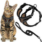 Voyager Escape-Proof Step-in Lock Cat Harness & 5ft Neoprene-Handle Leash Set All-Weather Mesh with Reflective Stitching for Small to Large Cats by Best Pet Supplies, Army (327), S
