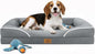 Homemate Dog Bed Medium Size Dog 28x23 inch with Orthopedic Foam Waterproof Outdoor Pet Cat Bed Sofa Supplies with Toy Dogs Crate Pad Couch with Removable Washable Cover & Non-Slip Botton Light Grey