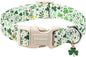 DOGWONG St Patrick's Dog Collar, Green Clover Pet Collar Cotton Holiday Pet Collar Cute Puppy Collar Adjustable Pet Dog Collars for Small Dogs,S