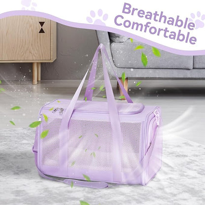 PETSFIT Large Cat Car Carrier with Patented Safety Buckles(19 x 12 x 12) – Roomy Escape-Proof for Safe Driving, Lockable Zippers & Safety Tether, Soft-Sided Travel Carrier for Road Trips & Vet Visits