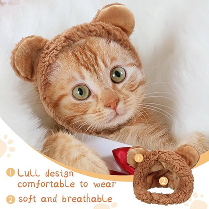 Weewooday 5 Pieces Cat Costume Bunny Hat Outfit with Ears Funny Cat Hat and Small Dogs Kitten Puppy Party Easter Costume Accessory Headwear(Lovely Style)