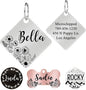 Ultra Joys Stainless Steel Pet ID Tags - Personalized Front and Back Engraving, Customized Dog and Cat Tags, Optional Engraved on Both Sides, Diamond Flower Silver Large