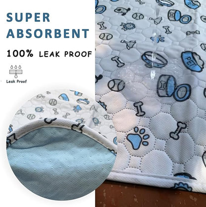 Washable Pee Pads for Dogs, 18x24in Reusable Puppy Pads, Absorbent Whelping Pads with Bone Print, Non-Slip Waterproof Pet Training Pads for Couch, Crate, Potty Training - 4 Pack
