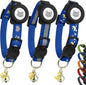Cat Collar with AirTag Holders, 3-Pack, Reflective Breakaway Safety Collars, Bells and Matching Charms, Adjustable, Paw Hearts, Moon Stars Design, Lucky Charm, Blue