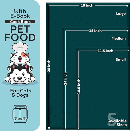 Dog Food Mat - Raised Edges Dogs Mat for Food and Water Prevent Spill, Waterproof Cat Food Mats Protect Floors, Easy Clean Dog Bowl Mats for Food and Water, Silicone Pet Food Tray