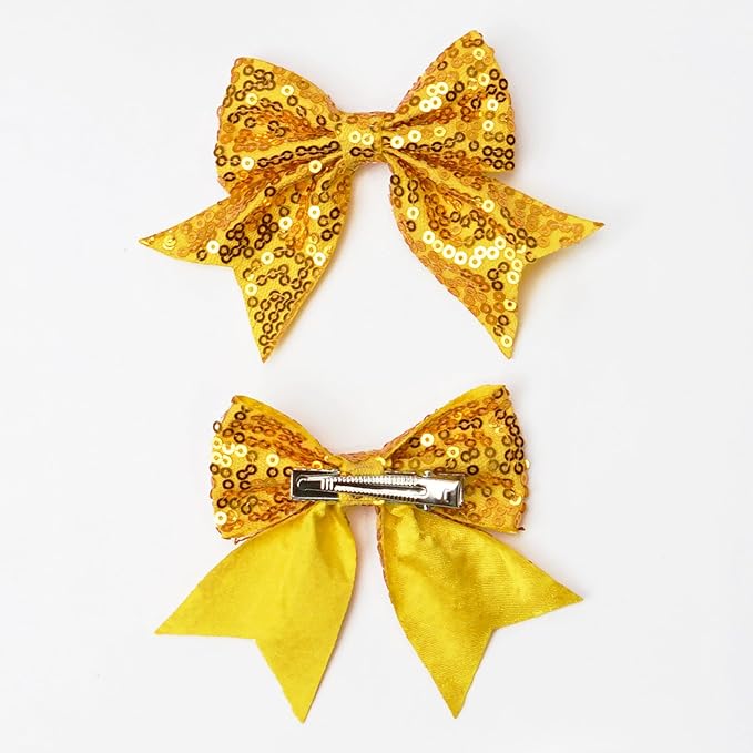 3-inch Sequined Bow Hair Clips For Baby Girls, Toddler, Kids and Young Women Birthday Party Wedding Christmas Occasions Pet Accessories Set of 2 (Red)