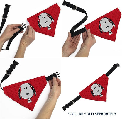 Peanuts Pet Bandana Peanuts Snoopy Face and Profile Pose Reds Slip On Collar Bandana Only