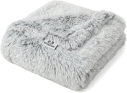 PJYuCien Dog Blankets for Medium Dogs Washable - Fluffy Fuzzy Cat Blanket for Couch, Puppy Throw for Furniture with Polyester Fleece, Super Soft Plush for Pet Kitten Doggy, Grey, 30" x 40"