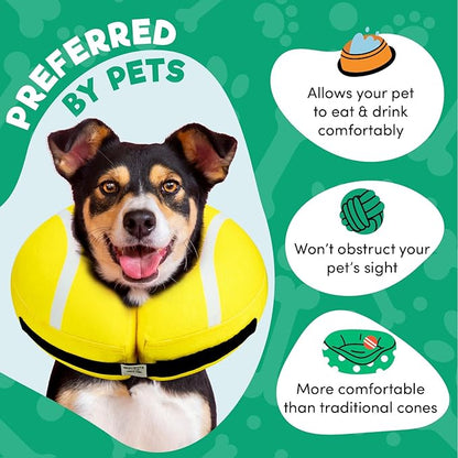 BENCMATE Inflatable Dog Cone Collar Alternative, Soft Dog Cone for Small Medium Large Dogs and Cats, Neck Recovery ECollar Donut Collar After Surgery (Small, Tennis)