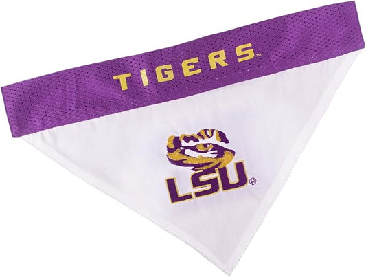 Pets First Collegiate Pet Accessories, Reversible Bandana, LSU Tigers, Small/Medium