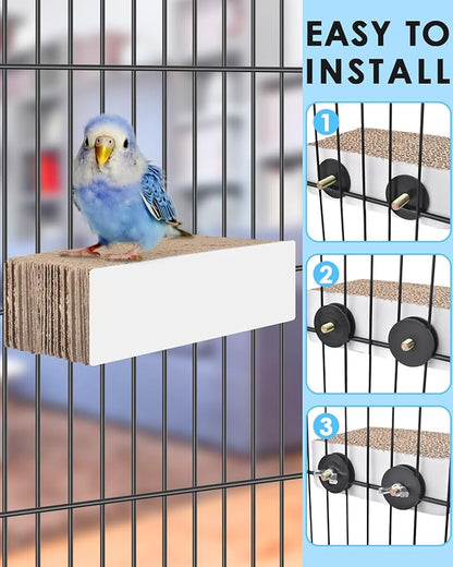 KATUMO Conure Toys, 4.7 Inch Cockatiel Foraging Shredder Chewing Toys Parakeet Perch Stand Bird Cage Assessory for Lovebird Parrotlet Small Birds