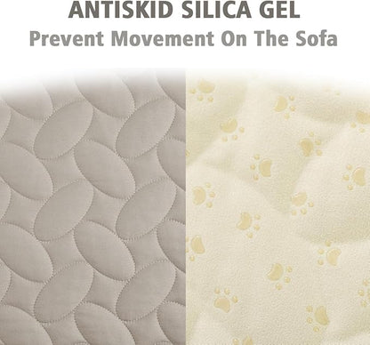 Ameritex Waterproof Pet Bed Cover Anti-Slip Dog Bed Blanket for Sofa and Furniture Waterproof New Pattern Design (Khaki, 82x102 Inch (Pack of 1))