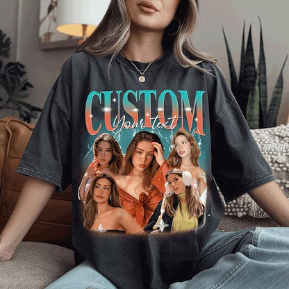 NAZENTI Custom Bootleg Rap Tee, Custom T-Shirts with Picture, Retro Custom Bootleg, Valentine's Gifts for Him Her