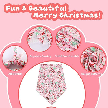 Christmas Dog Bandana–Adorable Happy Snowman Triangle Scarf for Small Medium Large Dogs, Soft Cotton Pet Bib for Winter & New Year, Adjustable Dog Kerchief