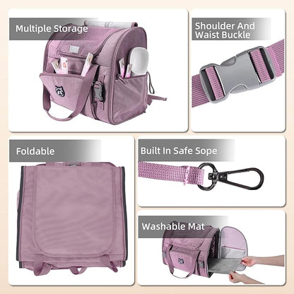 Lollimeow Expandable Cat Carrier Backpack for Large Cats - Airline Approved Pet Carrier Backpack for Small Dogs, Hiking & Travel, Waterproof with Breathable Mesh, 22lbs Capacity (Plum, Large)