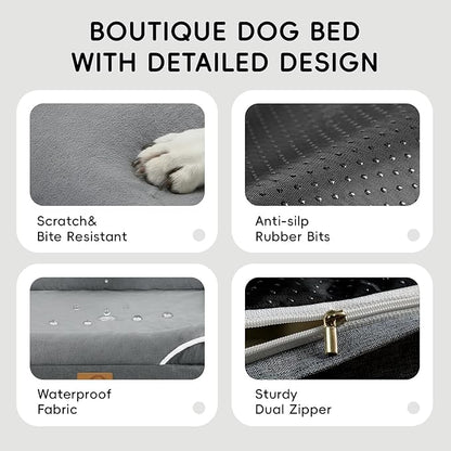 Homemate Dog Beds Large Sized Dog: 36x27 inch Orthopedic Large Dogs Bed XL Outdoor Pet Cat Bed Sofa Supplies with Toy Dogs Crate Pad Couch with Removable Washable Cover & Non-Slip Botton Dark Grey