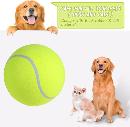 susu & wuwu Giant Tennis Ball for Dogs Yellow Big Tennis Ball for Dog Birthday Gift 9.5" Pet Toy Balls for Small/Medium/Large Dogs