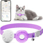 Cat Tracker, Waterproof Pet Tracker for Cats, Cat GPS Tracker Collar with Safety Elastic Buckle, Works with Any Collar, GPS Tracker Compatible with Apple Find My App (Only iOS), No Monthly Fee, Purple