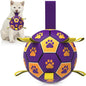 QDAN Dog Ropes Toys, Soccer Ball with Straps, Dogs Water Toy, Durable Dog Balls for Small Medium Breed（6 Inch）