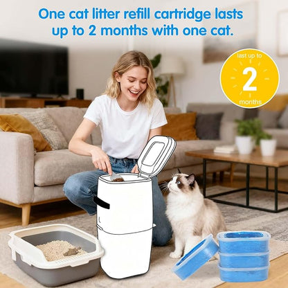 Cat Litter Refills Bags 4 Pack Enhanced Odor Control Litter Refills Compatible with Genie Cat Standard, Plus and XL Pails