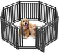 Dog Playpen Metal Dog Fence Outdoor for Yard 32" Height 8 Panels Portable Dog Pen Pet Kennel for RV Camping(Black-Silver)