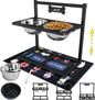 9 Height Adjustable Dog Bowl Stand with Two 1.7L Stainless Steel, Slow Feeder Bowls and Nonslip Pad, Perfect for Medium and Large Dogs