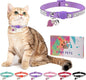 Rhinestone Cat Collar Breakaway with Bell, Diamond Cat Collar with Safety Buckle Quick Release for Girl Boy Small Kitten Pets Puppy,Cute Soft Female Male Cat Collars, Color Purple 8-12"