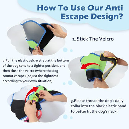 Hard & Heavy Plastic Dog Cone Collar Alternative for Medium Dogs (French Bulldog Dachshund),Pet Neck Head Protective Cone Anti-Lick, Adjustable Elizabethan Recovery Collar Cone of Shame for Healing