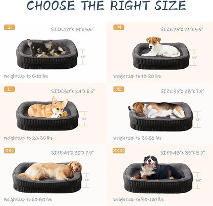 Orthopedic Dog Bed for Small Dogs Breeds, High Density Egg Crate Foam Dog Sofa Beds,Oval Kennel Bed, Pet Couch Bed with Four Sided Bolster, Removable Washable Cover& Non-Slip Bottom