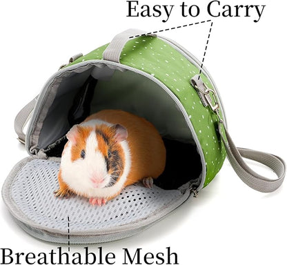 Coloch Hamster Carrier Bag, Small Pet Outgoing Travel Pouch Breathable Guinea Pig Carrying Bag with Handle& Strap for Sugar Glider, Hamster, Hedgehog, Guinea Pig, Small Animals