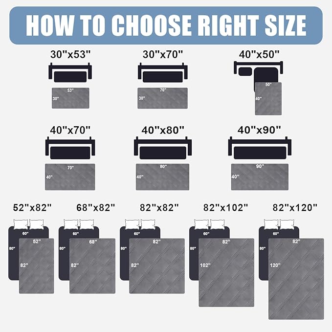 Smiry Waterproof Dog Bed Cover Blanket 40x90, Soft Reversible Pet Blanket, Washable Leakproof Cats Dogs Couch Cover for Sofa, Couch, Furniture, Grey/Dark Grey