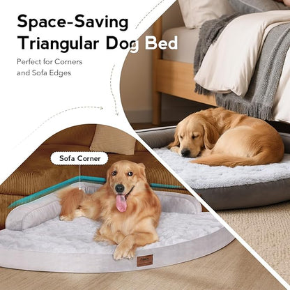 Dog Bed Medium Sized Dogs - Orthopedic Egg-Crate Memory Foam with Removable Washable Cover, Waterproof Pet Bed Couch with Non-Slip Bottom for Large Dog, Grey
