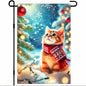 Christmas Garden Flag Winter Flag Cute Kitten Scarf Snow Scene Outdoor Yard Decor 12x18 Inch Double Sided Banner For Front Yard Porch Lawn Patio Seasonal Home Decoration Festive